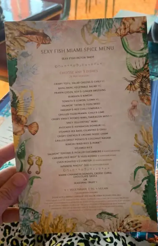 Sexy Fish Miami Menu