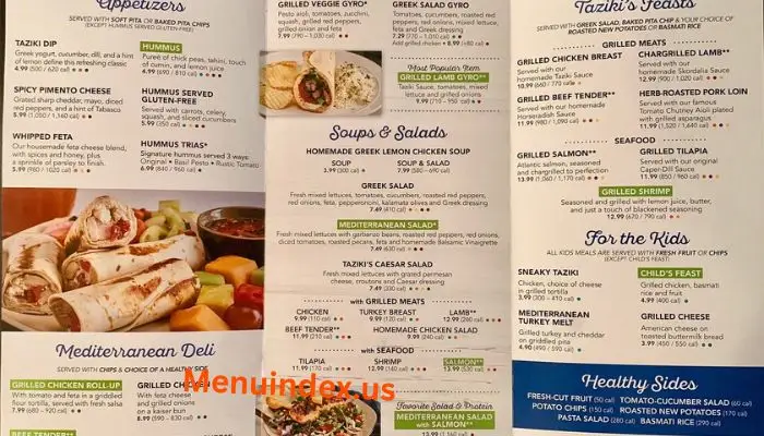 Tazikis Menu USA Prices 2026
